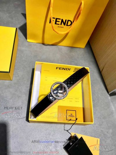 AAA Fendi Textured Leather Belt For Women - SS Diamond Buckle